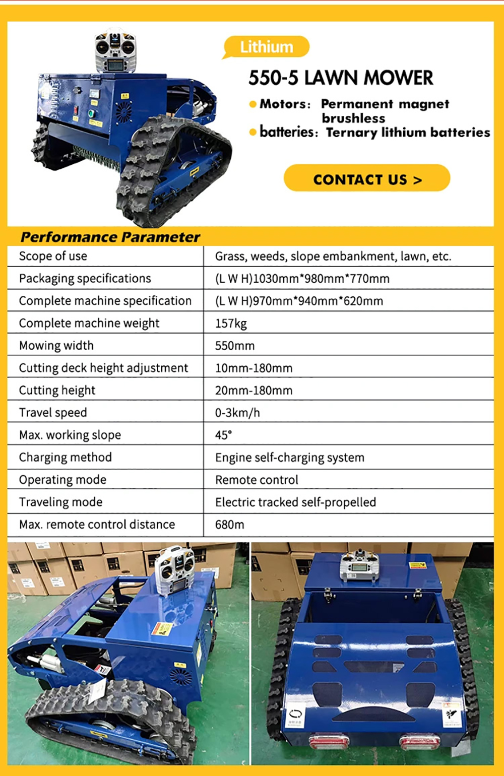 Gasoline Engine Crawler Remote Control Lawn Mower8