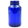 Cobalt Blue Wide Mouth Glass Bottle 100ml - Pill Bottle with Capsule1