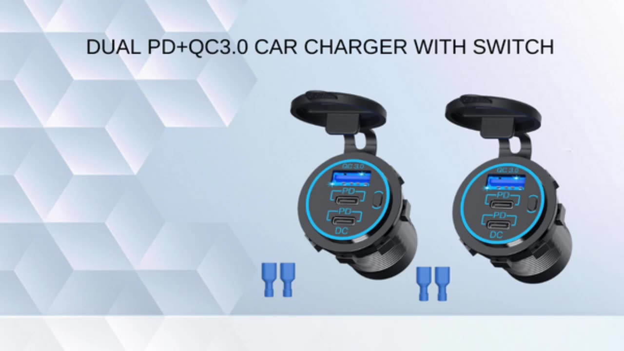 12V USB C Outlet Ganda PD3.0 20W USB-C dan 18W QC3.