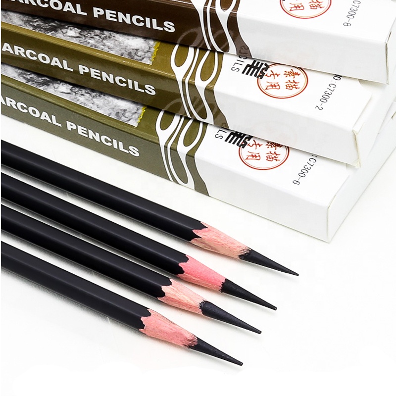 Popular Sale 12pcs/sketch pencil set professional Black general Charcoal pencils set for stationery/student1