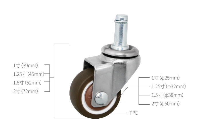 Rodamiento de tpe de rueda de 1.5 pulgadas de 1.5 pulgadas TPE con buena estabilidad