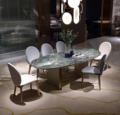 Jason Modern Italian Luxury Dining Table and Chair Set Drop-Shaped Natural Marble Long Rectangular Table Furniture Stone1