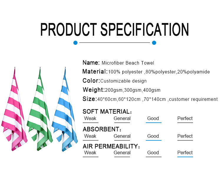 Heißer Verkauf von Mikrofaser -Strandtuchtüchern mit maßgeschneidertem Logo Custom bedrucktes Mikrofaser -Terry -Tuch