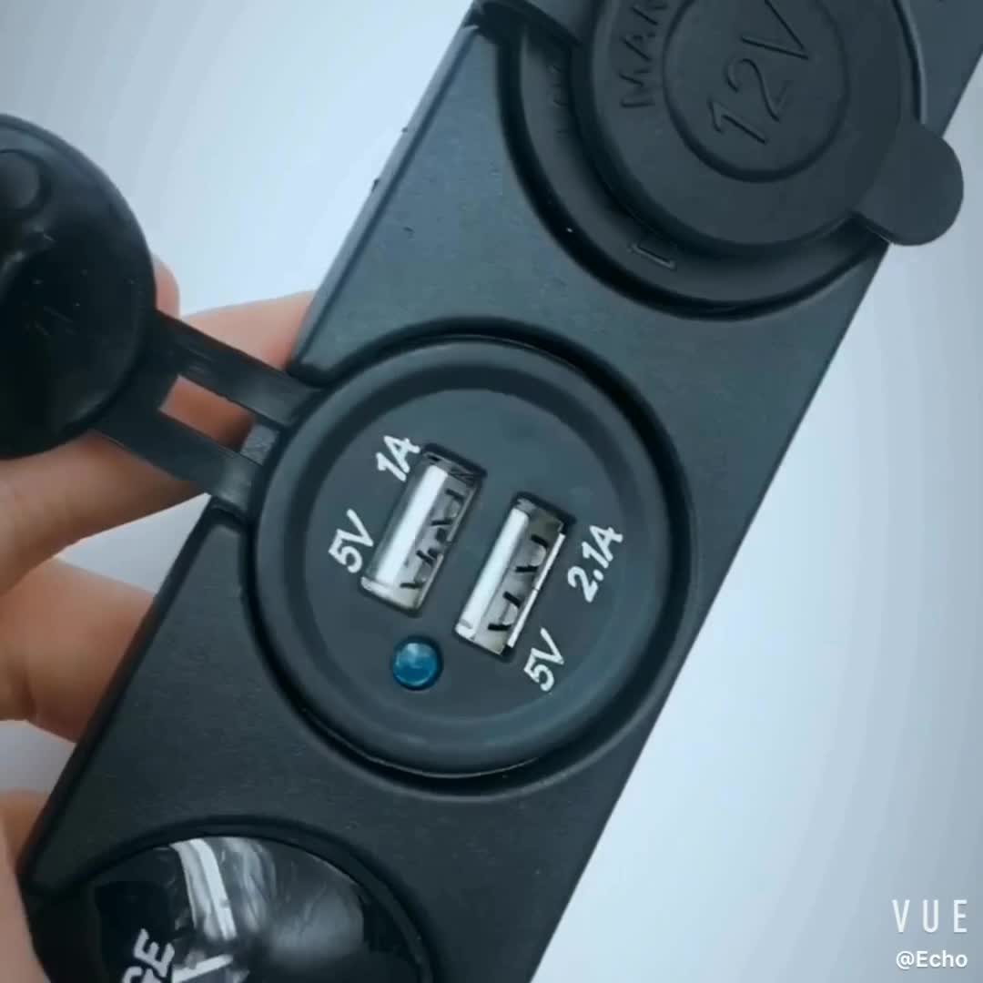 12V 3.1A防水デュアルUSBポート充電器ソケットアウトレットLED1