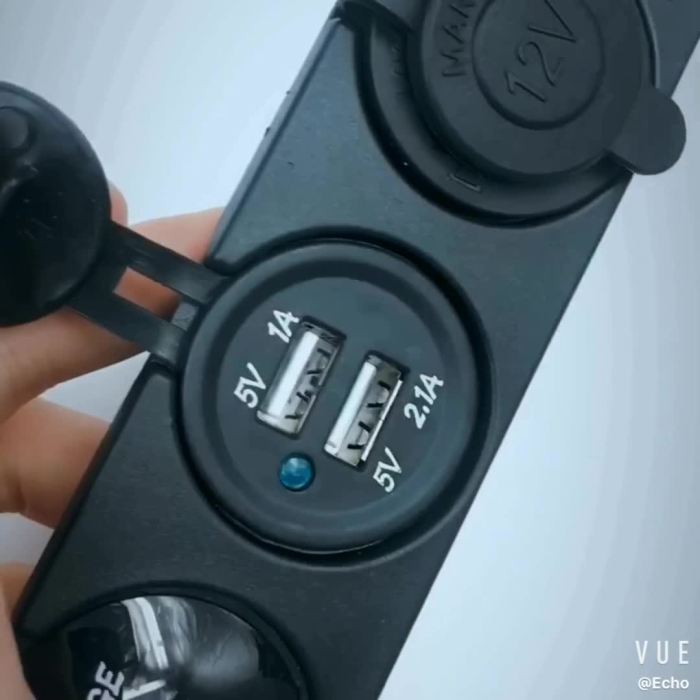 12V 3.1A Waterproof Dual USB Port Charger Socket Outlet LED1