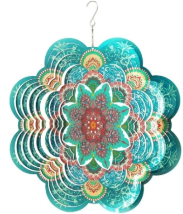 Multi Color Mandala Flower Wind Spinners ตั้งค่าเทรนด์ใหม่ในการตกแต่งกลางแจ้ง