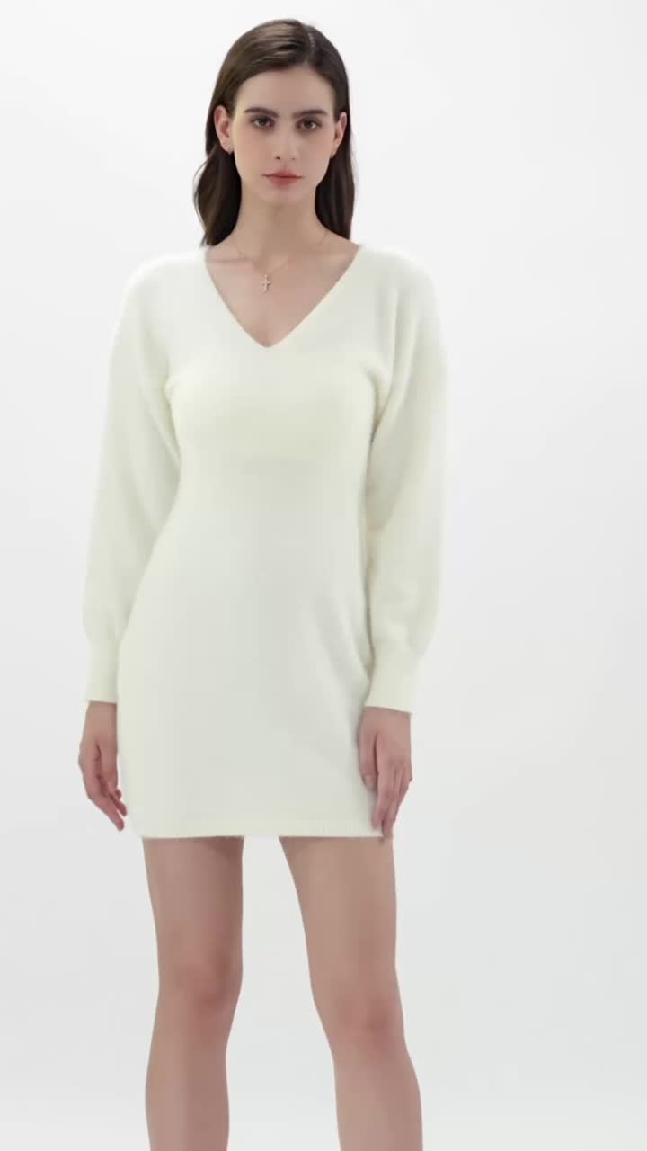 V-Neck Knit Slim-Fit Dress