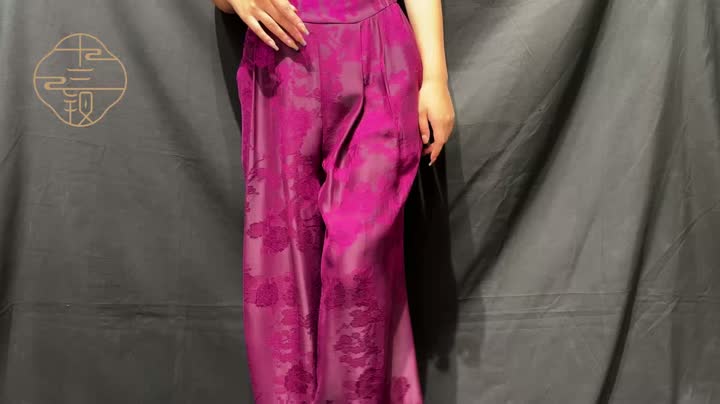 Pantalones de seda de damas pierna recta