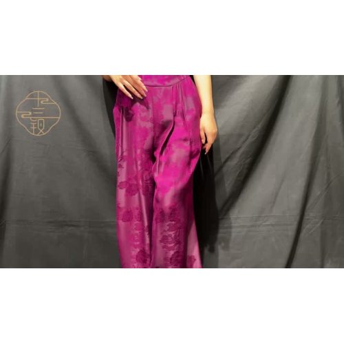 Pantalones de seda de damas pierna recta