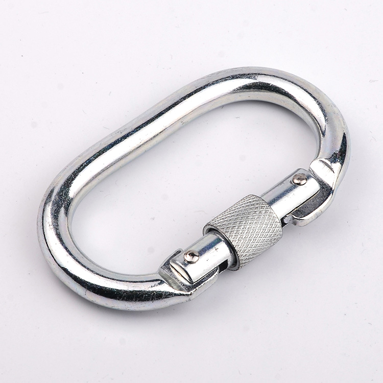 JS Factory Custom 23KN Heavy Duty Forgd Steel Chromed Screw Lokcing Carabiner Hook For Safety Harnesses1