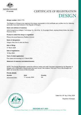 CERTIFICATE OF REGISTRATION DESIGN