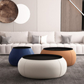 Auxford Furniture Italian Design Leather Coffee Table مجموعة مستديرة الشكل