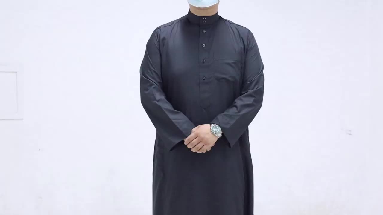 Nuovo design Materiale lucido uomini ricamati Abbigliamento etnico Thobe per abbigliamento islamico moderno1