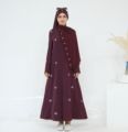 Abaya Manufacturer Women Modest Abaya Dubai پوشاک اسلامی زنانه گلدوزی ژاکت کش باف پشمی مسلمان Abaya حجاب 2 تکه ست 1