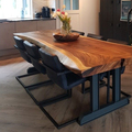 Eetkamer meubels Modern Live Edge houten massieve walnoot houten platen restaurant keuken eettafel top1