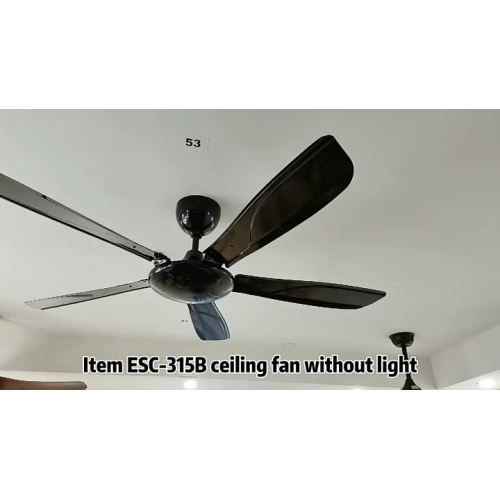 Black ceiling fan without light