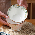 Japanese Style Enamel Handcraft Flower Porcelain Dinnerware with Spoon Deep Bowl1