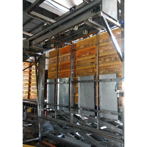 Live chicken crates destack machine of poultry processing line