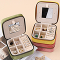 Logo personalizzato Portable Gioielli quadrati con cerniera Zippa in velluto Orecchini Neccante Anello a ciondolo Piatta di gioielleria di gioielli con specchio 1 con specchio1