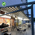 Modern White LED Light Retractable Pergola Awning with Motorized Outdoor PVC Fabric Roof and Aluminum Frame1
