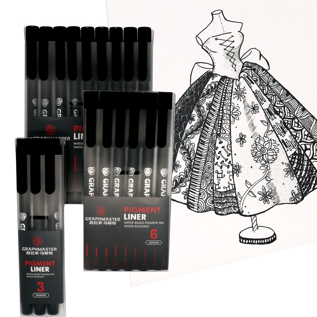 9 Boyutlar Siyah Fineliner Pigment Liner Kalem Mikro İğne Kabet Su geçirmez Çizim Kalemi Sanat Okulu Sarf malzemeleri1