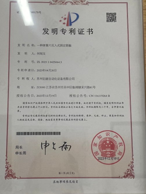 Patent Certificate for Invention