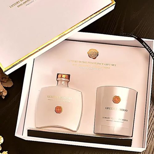 2022 new design luxury gift box with 100ml reed diffuser + 200g scents candle1