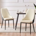 Modern Leather Dining Chairs with Upholstered Cushion and High Backrest1