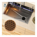 4.00 Inch Thickened Stainless Steel Kitchen Sink with Single Bowl and Waterfall Faucet1