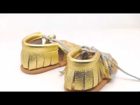 2018 Gold Wholesale Leather Baby Moccasins