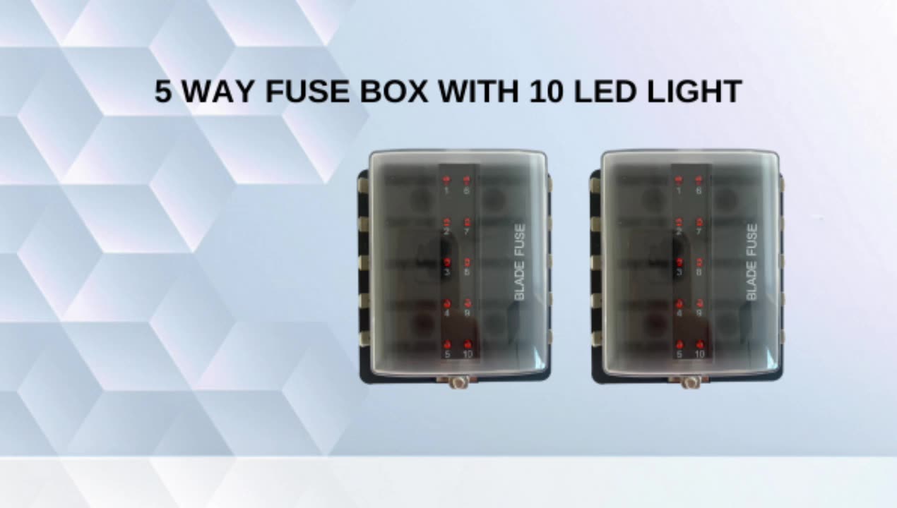 Universal 8 Way Covered 12V Circuit Blade Terminal Fuse Box with LED Indicators and Accessories1