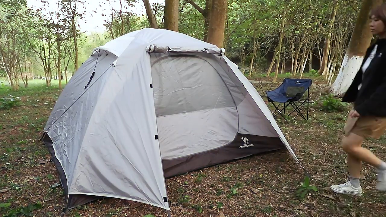 Camelo 5 pessoas Abertura automática rápida Tenda de camping de camada dupla alumínio