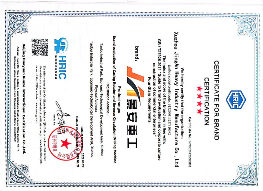 Certificate for brand certification 