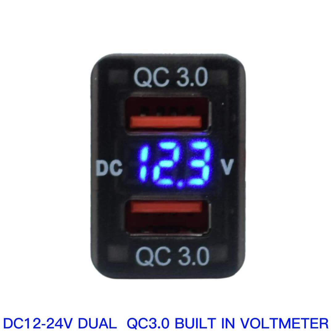 DC 12 V 24 V Twin Port Socket Adapter LED Voltmeter Szybki ładunek QC 3.0 Szybka ładowarka do samochodu łódź morska1