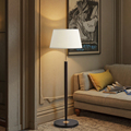 European Classic Style LED Floor Lamp with Fabric Shade and Wood Base1