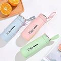 Hot Sale 400ml Gradient Frosted Glass Water Bottle with Portable Lid1