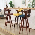 Solid Wood Modern Simple Backrest Swivel Bar Chair1