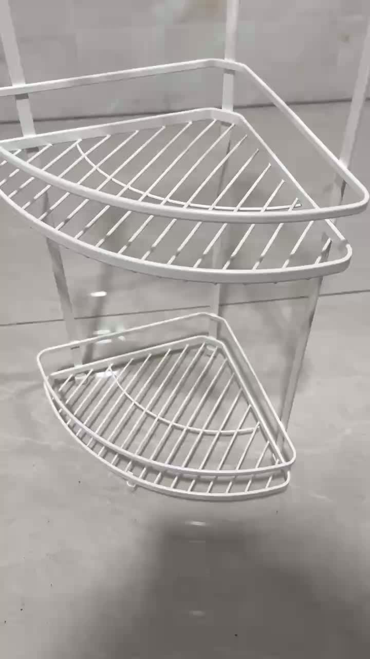 Salle de bain - Support de rangement triangulaire à trois niveaux (finition spray blanc)