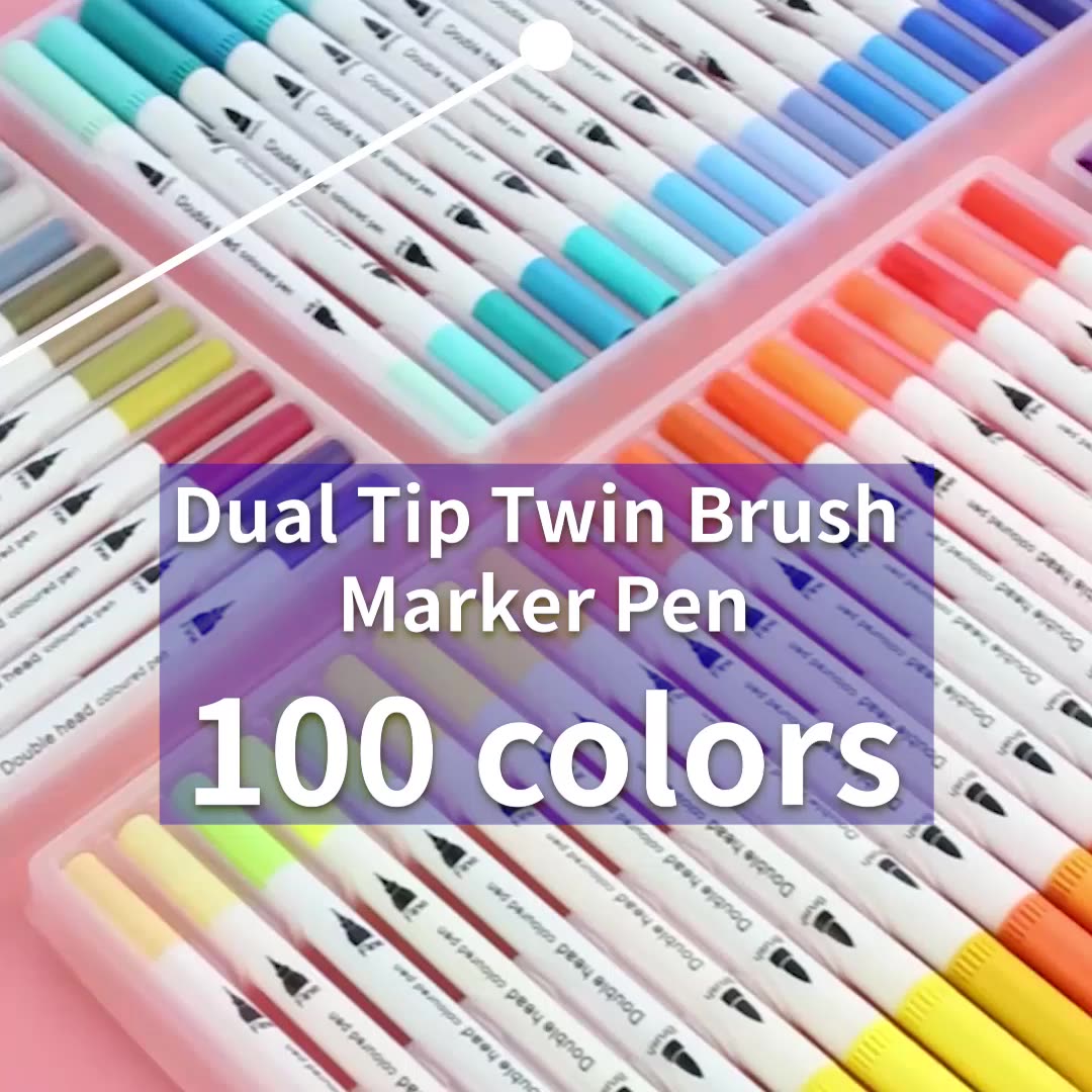 Set van 10/12 Journal Planner Gekleurde fijne puntmarkeringen Tekening kleurborstel Pennen Sets Aangepaste Dual Tip Art Markers1