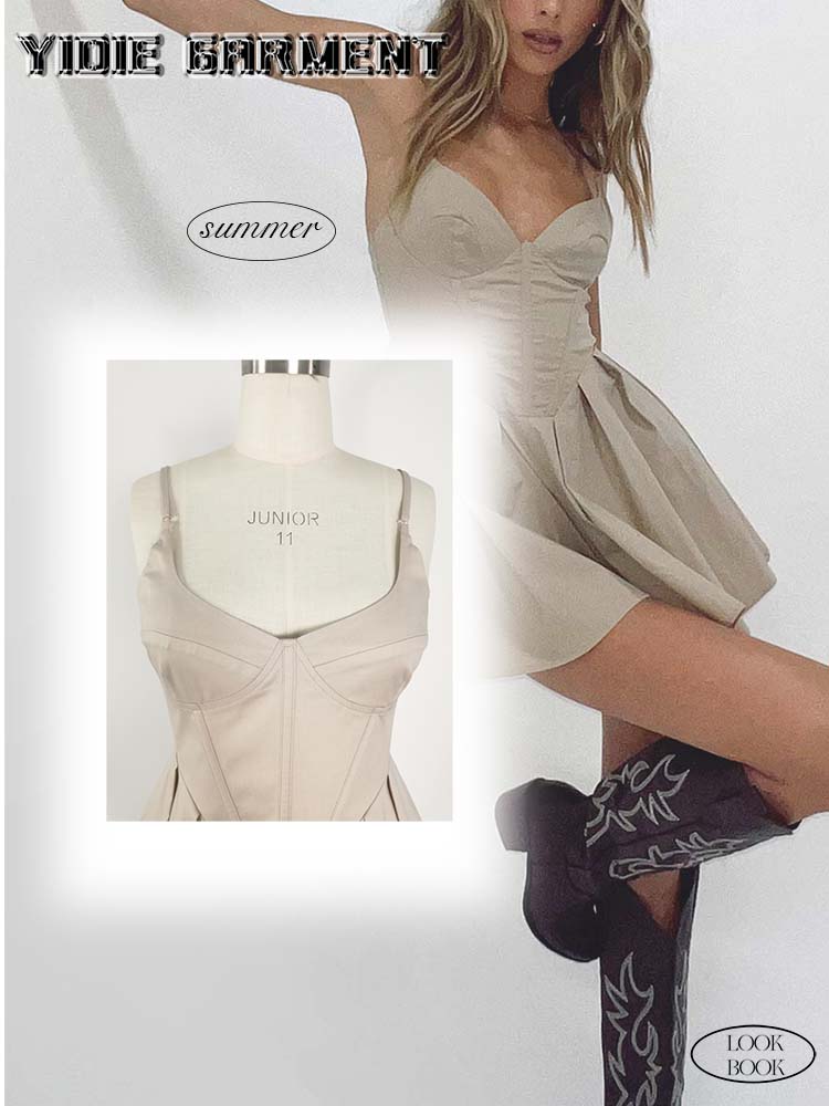 Ladies Stretch Corset Pleated Mini Romper