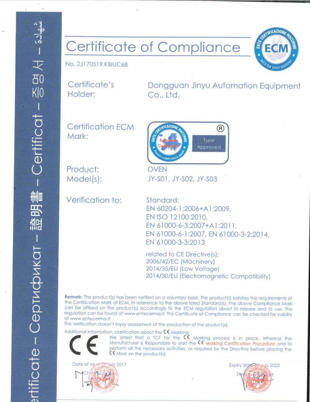 Oven CE Certificate