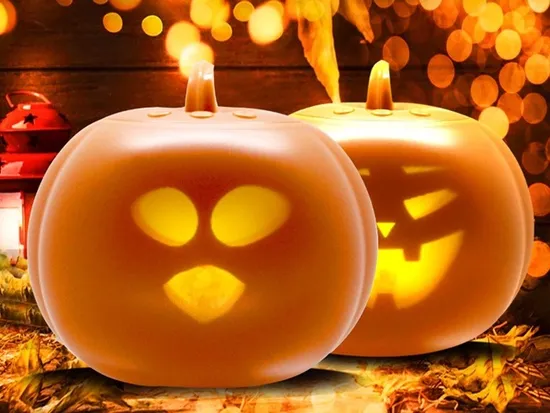 Luces nocturnas de calabaza de Halloween, expresiones divertidas, luces de música, luces de proyección1