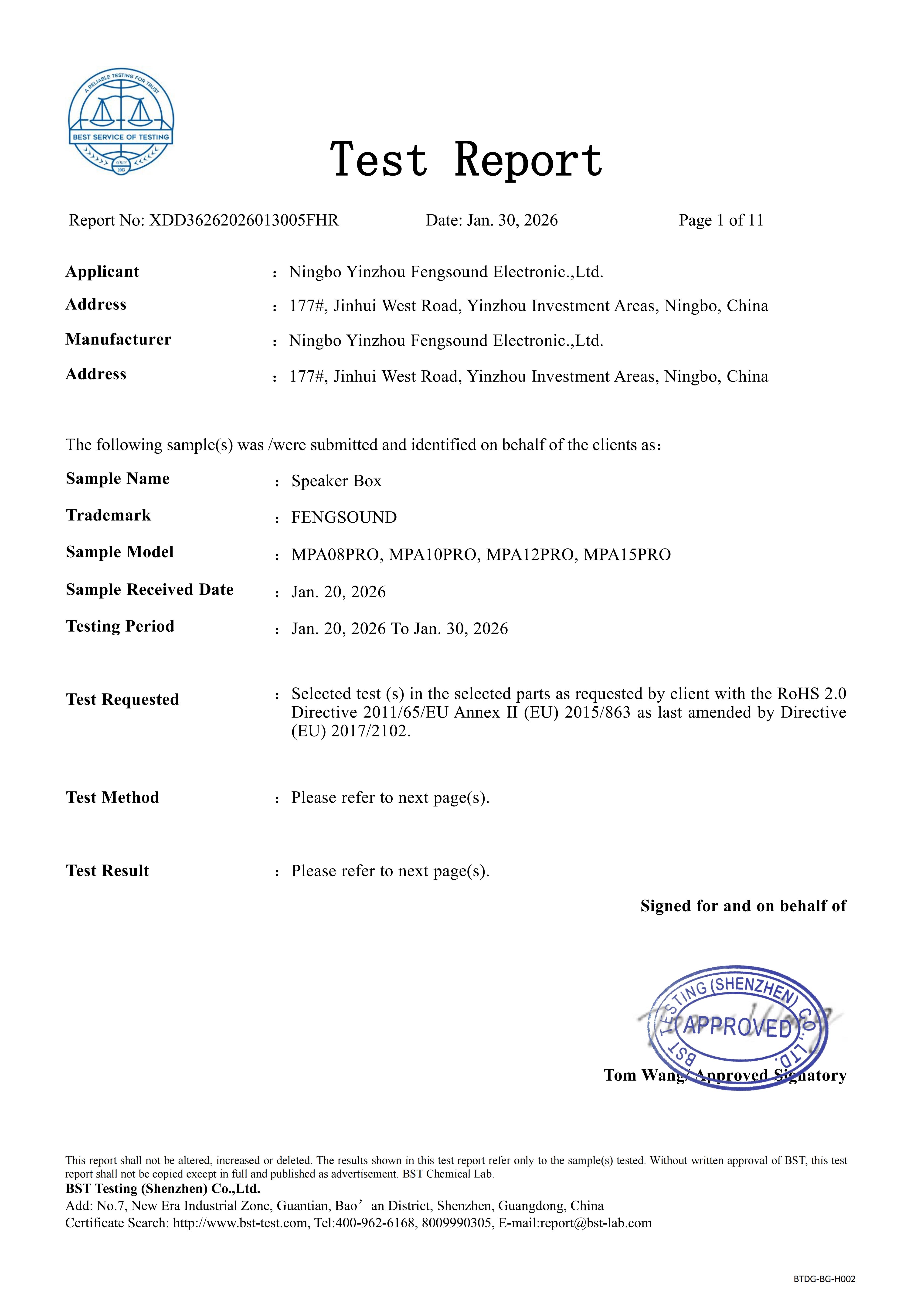 Audio RoHS-Report