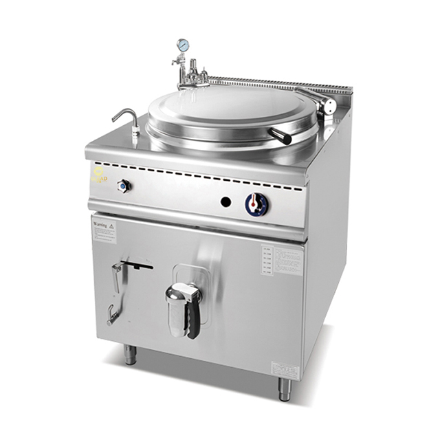 100 150 l kochende Pfanne mit Mixer 150 ltr Pot Tilt Open Manteled LPG Gasweizen mit indirektem Gasmantelheizung1