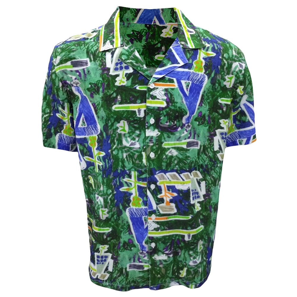 قميص هاواي الطباعة الأخضر