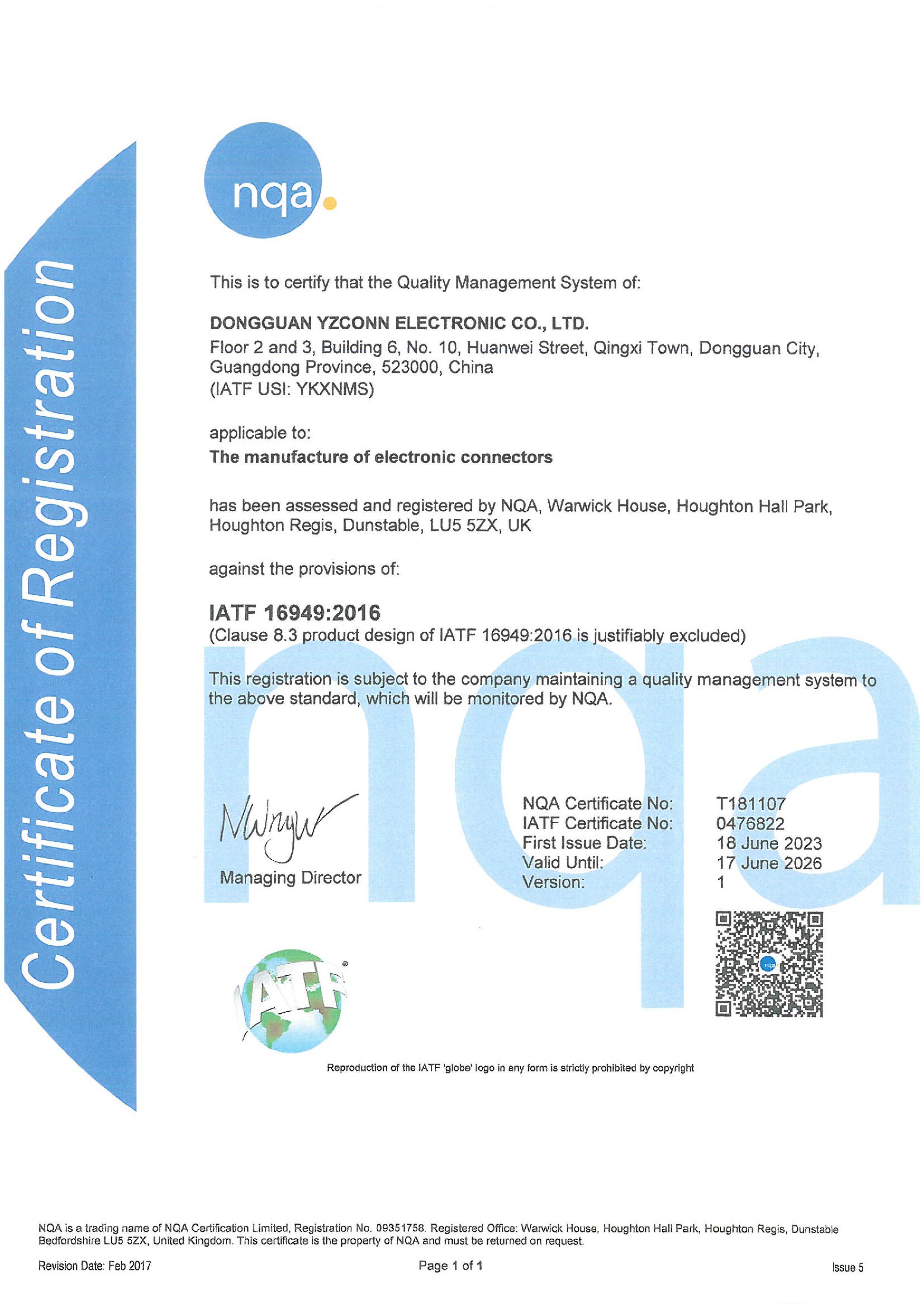 Certificate of Registration
