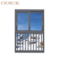 Wooden Color Customized 3 Track Sliding Window With Grill Design Tinted Glass Aluminum Windows1