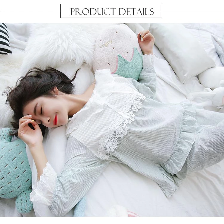 2019 New Design Stylish cotton pajamas suit big size ladies sleeping wear