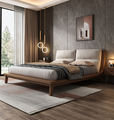 MAXKY light luxury ash wood bed modern minimalist Nordic solid wood bed Italian style bedroom bed for home furniture1