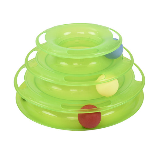 Anpassad miljövänlig avtagbar träning Övning 3 Level Plastiska rullspår Tower Cat Ball Toy Interactive Pet Cat Toy1